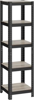 Songmics Standregal, Bücherregal, Lagerregal, 5 Ablagen, verstellbar, 37 x 37 x 150 cm, bis 400 kg belastbar, für Küche, Wohnzimmer, greige-schwarz GLR037B11