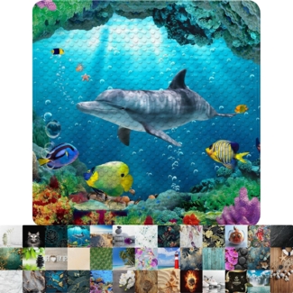 Sanilo Duschmatte Delphin Korallen, rutschfeste & sichere Badematte, hochwertig, mit Motiv, Kunststoff PVC, quadratisch, 230 extra starke Saugnäpfe, 53x53 cm, waschbar