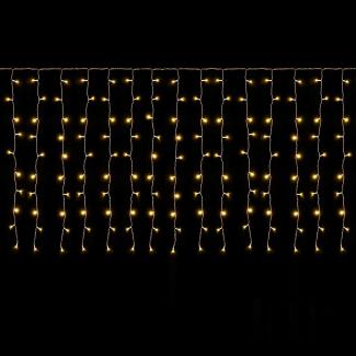 SALCAR 6m x 1m Eisregen LED Lichtervorhang Außen Innen, 300er LED Lichterkette Fenster Weihnachten, Weihnachtsbeleuchtung Hängend mit 9 Modi und Memory-Funktion, Warmweiß