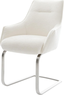 Freischwinger Alja-Flex mit Armlehnen Bouclé Soft Beige Freischwinger flach Edelstahl Taschenfederkern