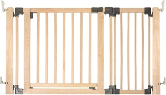 Safetots HolzMehrPanelRaumteiler, bis zu 136cm, Naturholz, 76cm Hoch, MehrPanelflexible Raumbarriere, Raumteiler mit Tür für Babys und Kleinkinder, Einfache Installation