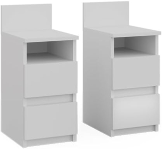 Vicco Nachtschrank Monty, Weiß, 25 x 59.1 cm 2er Set