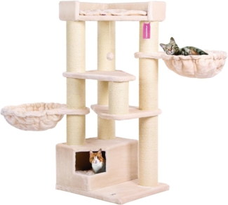 Canadian Cat Company Kratzbaum Vancouver, Sisalstamm Ø15cm, Kratzstamm für Katzen, ca. 65 x 55 x 140 cm, beige