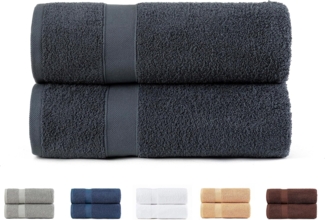Todocama 2 große Badetücher, 100% Baumwolle, 550 g/m², extra weich, sehr saugfähig und schnell trocknend, Maße 100x150 cm, Dunkelgrau
