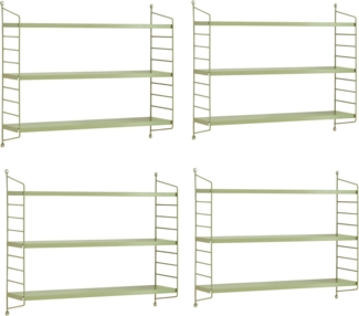 Modulares Wandregal Strängnäs 4er Set Olivgrün [en. casa]