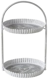 BOLTZE Etagere Etagere ANELLA grau weiß aus Zink runde Dekoetagere Metall H36cm mit S