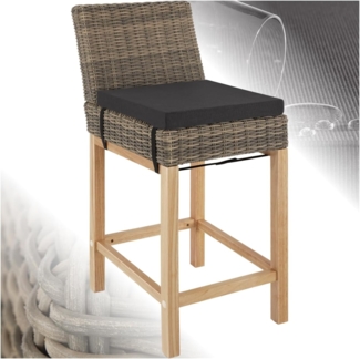 tectake Rattanstuhl Rattan Barstuhl (1er Set, 1 St), mit Aluminiumgestell
