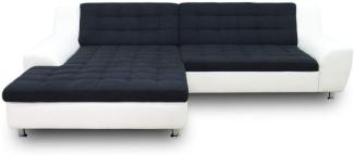 DOMO. collection Morton Ecksofa, Sofa in L-Form, Eckcouch, Polstergarnitur mit Schlaffunktion, 304 x 200 x 84 cm in schwarz/weiß