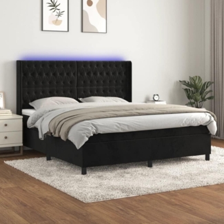 vidaXL Boxspringbett mit Matratze & LED Schwarz 160x200 cm Samt 3139753