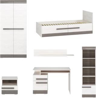 Jugendzimmer-Set "Blanco" Kinderzimmer-Set 6-teilig Pinie weiß grau MDF