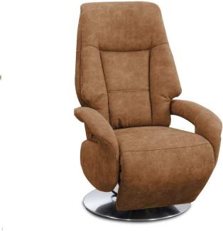 Cavadore TV-Sessel Edinburgh / Fernsehsessel mit manuell verstellbarer Relaxfunktion / 74 x 114 x 77 / Lederoptik: cognac