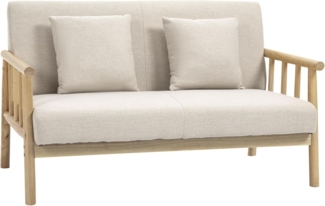 HOMCOM 2-Sitzer Couch mit 2 Lendenkissen, Gepolsterter Polstersofa, Sofa 1 Teile, für kleine Räume, Wohnzimmer, Schlafzimmer, Beige