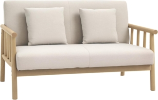 HOMCOM 2-Sitzer Couch mit 2 Lendenkissen, Gepolsterter Polstersofa, Sofa 1 Teile, für kleine Räume, Wohnzimmer, Schlafzimmer, Beige