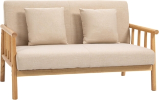 HOMCOM 2-Sitzer Couch mit 2 Lendenkissen, Gepolsterter Polstersofa, Sofa 1 Teile, für kleine Räume, Wohnzimmer, Schlafzimmer, Beige