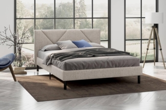 Dmora - Doppelbett Tirino, Struktur des Container-Betts, Sommier mit Verkleidung, Matratzenhalterstruktur, Geeignet für eine Matratze 160x200 cm, Beige