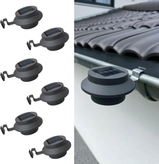 Hossi's Wholesale Gartenleuchte 6 Dachrinnen Solarleuchten LED Lampen Schwarz Garten Außen Regenrinne