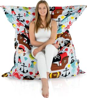 Italpouf Sitzsack XXL Riesensitzsack , Sitzkissen Indoor , Sitzsack Sessel für Erwachsene , EPS Perlen Füllung , Abnehmbarer Bezug , Maschinenwaschbar , Piraten , 175x135 cm