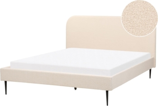 Bett mit Lattenrost FLAYAT 160 x 200 cm Bouclé Helles Beige