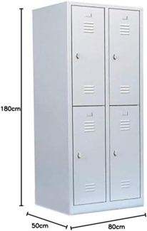 Steelboxx Komfort Spind Garderobenschrank 4 Fächer Schrank Schließfachschrank 180 x 80 x 50 cm Lichtgrau 523220 Abteilbreite ca. 400 mm