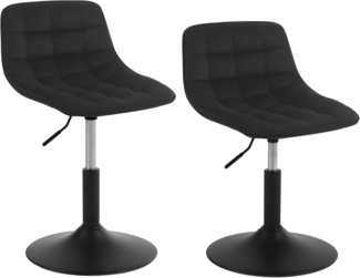 WOLTU 2er Set Verstellbarer Sitzhocker Stuhl Arbeitshocker Bürohocker Esszimmerstuhl Schminkhocker Homeoffice Kommerzieller Shop Mehrzweck 360° Schwenken Samt Schwarz Sitz 38-49. 5cm Hoch