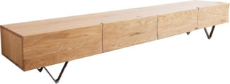 Lowboard Wyatt 220 cm Eiche Natur 4 Schübe V-Fuß Edelstahl