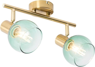 Qazqa LED Aufbaustrahler Vidro, ohne Leuchtmittel, E14, Grün, Art Deco, Stahl, 2-flammig