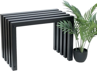 DanDiBo Hocker Metall Schwarz Sitzbank Massiv Wetterfest 60 cm Sitzhocker 96446 Ida Modern Bank Lamellenhocker