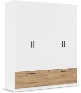 rauch Drehtürenschrank Kleiderschrank Schrank Garderobe Wäscheschrank BARI mit Schubkästen und modernem Griff in Graumetallic MADE IN GERMANY