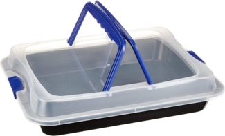 Testrut Backblech HUBELY, 42 x 29 cm, Antihaftbeschichtung, Karbonstahl, (1-St), mit Transporthaube aus Kunststoff