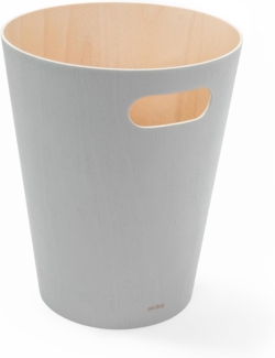 Umbra Woodrow Abfalleimer - Zweifarbiger Holz Papierkorb für Büro, Badezimmer, Wohnzimmer und Mehr, 7,5l Fassungsvermögen, Natur / Hellgrau