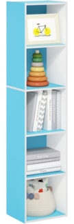 Furinno Luder Bücherregal mit 5 Etagen, Holz, Hellblau Weiß, 23. 7(D) x 30. 5(W) x 132. 2(H) cm