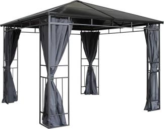 Grasekamp Hardtop Pavillon Limone 3x3m inkl. Seitenteile Doppelstegplatten Hohlkammer Polycarbonat