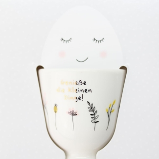 Schreibkram Manufaktur Eierbecher Porzellan 5 cm H 6 cm Genieße die kleinen Dinge