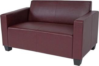 2er Sofa Couch Lyon Loungesofa Kunstleder ~ rot-braun