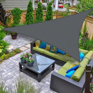 AXT SHADE Sonnensegel Wasserdicht Dreieckig 3 x 3 x 3 m Wetterschutz Sonnenschutz PES Polyester mit UV Schutz für Terrasse Balkon Garten-Grau Anthrazit(Wir Machen Sondergrößen)