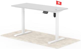 elektrisch höhenverstellbarer Schreibtisch ECO 140 x 60 cm - Gestell Weiss, Platte Grau