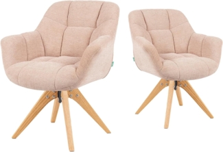 DUBI Möbel Polsterstuhl Mika-Nele, Eiche geölt, 360° drehbar im 2er-Set
