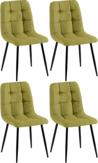 CLP 4er Set Esszimmerstühle Antibes Stoffbezüge gepolstert mit Rückenlehnen,grün