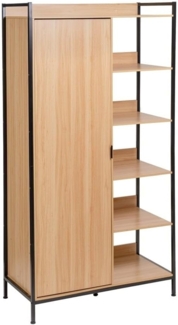 Modularer Schrank mit Einer Tür und 5 Einlegeböden aus PB und Metall in Natur und Schwarz