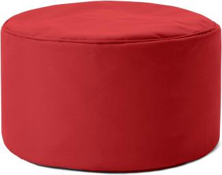 Lumaland Indoor Outdoor Sitzhocker 25x45 cm - Runder Sitzpouf, Sitzsack Bodenkissen, Sitzkissen, Bean Bag Pouf - Wasserabweisend - Pflegeleicht - ideal für Kinder und Erwachsene - Rot