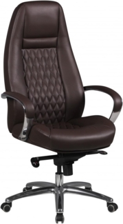 Bürostuhl AUSTIN Echt-Leder Braun Schreibtischstuhl 120 KG Chefsessel hohe Rückenlehne mit Kopfstütze X-XL