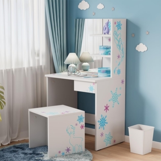 Vicco Schminktisch Weiß 55 cm mit Hocker, Schneeflocke