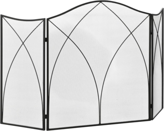 HOMCOM Kamingitter Klappbar, mit 3 Paneelen (Ofenschutzgitter, 1-tlg, Kaminschutzgitter), für Wohnzimmer, Metall, 108x76 cm, Schwarz