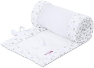 babybay Nestchen Mesh-Piqué für Maxi, Boxspring, Comfort, weiß Sterne perlgrau