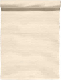 LINUM UNI Dekoratives Tischläufer für Esstisch 45x150 cm, 100% Gerippte Baumwolle, Maschinenwaschbar, Cremebeige