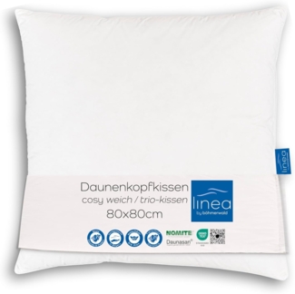 Böhmerwald -LINEA by böhmerwald cosy- 3Kammer-Kopfkissen, 80x80, Innen:100% Federn, Äußere Kammern:90% Daune/10% Feder, Allergiker geeignet, waschbar bis 60°C, in Deutschland produziert