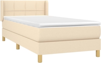 vidaXL Boxspringbett mit Matratze Creme 100x200 cm Stoff