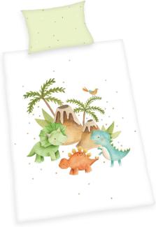 Herding Flanell Kinder Baby Bettwäsche Dinos Dinosaurier 100x135 cm H 26852/30.063