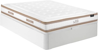 Vente-unique - Bett mit Bettkasten - 160 x 200 cm - Weiß - Hybridmatratze 7-Zonen Taschenfederkern & Memoryschaum - Höhe 28 cm - MEYANI von YSMÉE