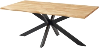 Vente-unique - Esstisch - 6 Personen - Kautschukholz & schwarzes Metall - Holzfarben hell - COMULIA